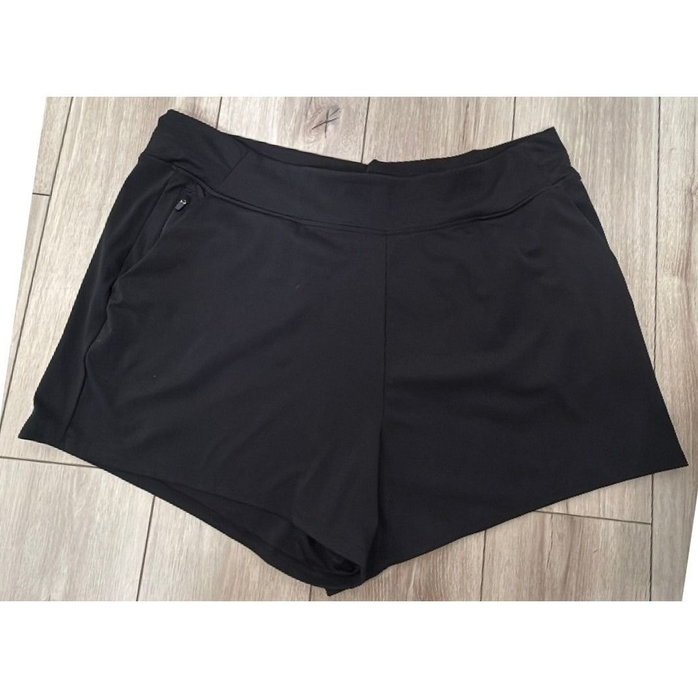 Yogalicious Lux On The Move 4" Black Athletic Shorts Women's 1X Stretch Pockets